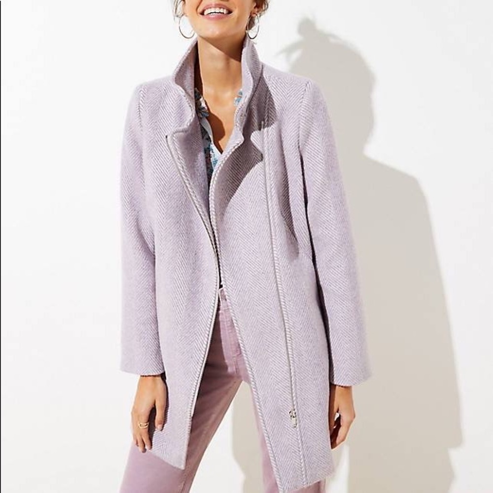 NWT Loft Herringbone Coat in Purple Size 10